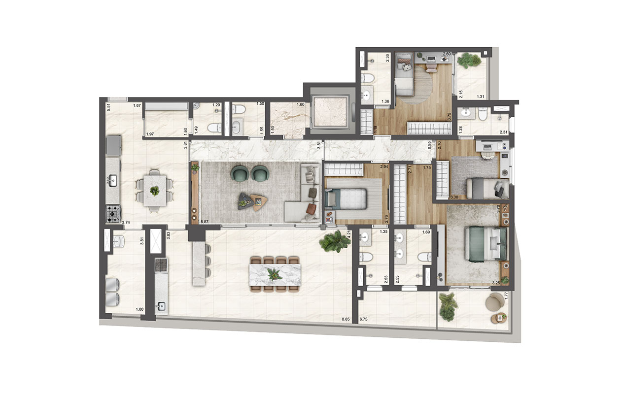 planta de 199 m²