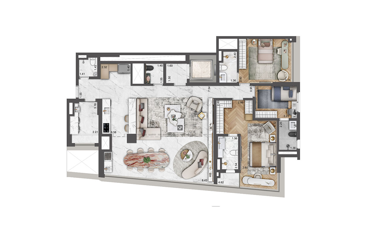 Planta de 162 m²