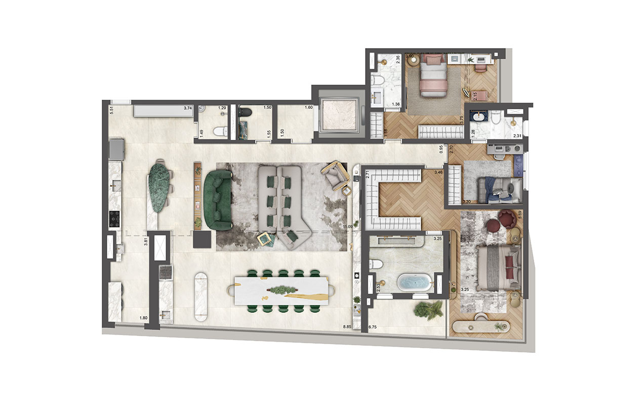 planta 199 m²